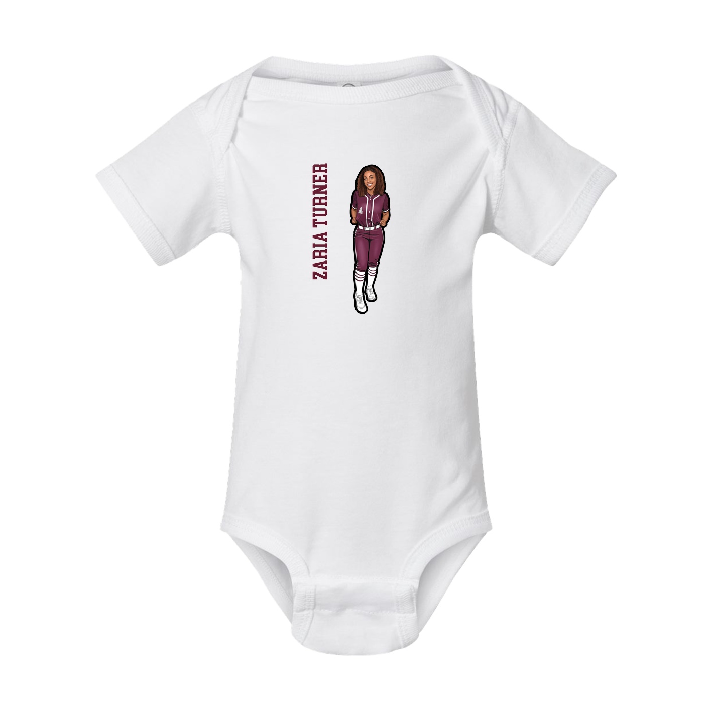 Baby Onesie — Name Vertical in White