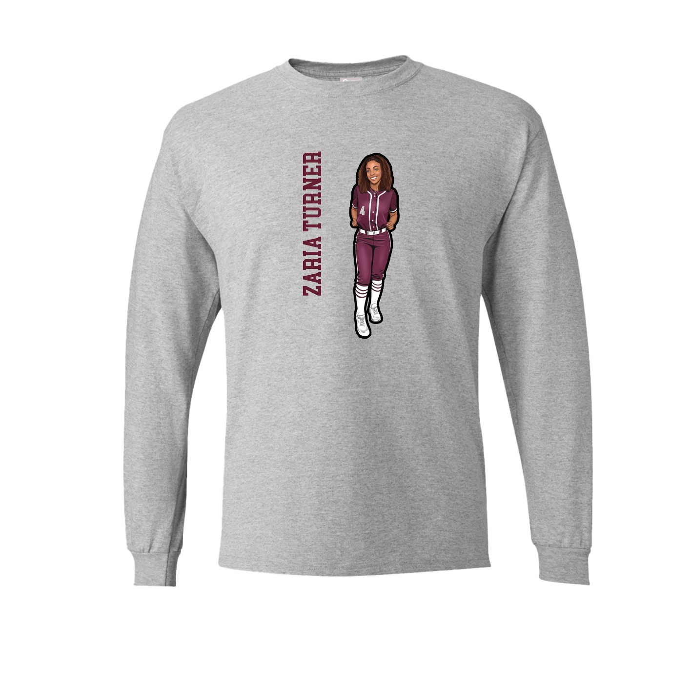 Long Sleeve Tee — Name Vertical in Grey