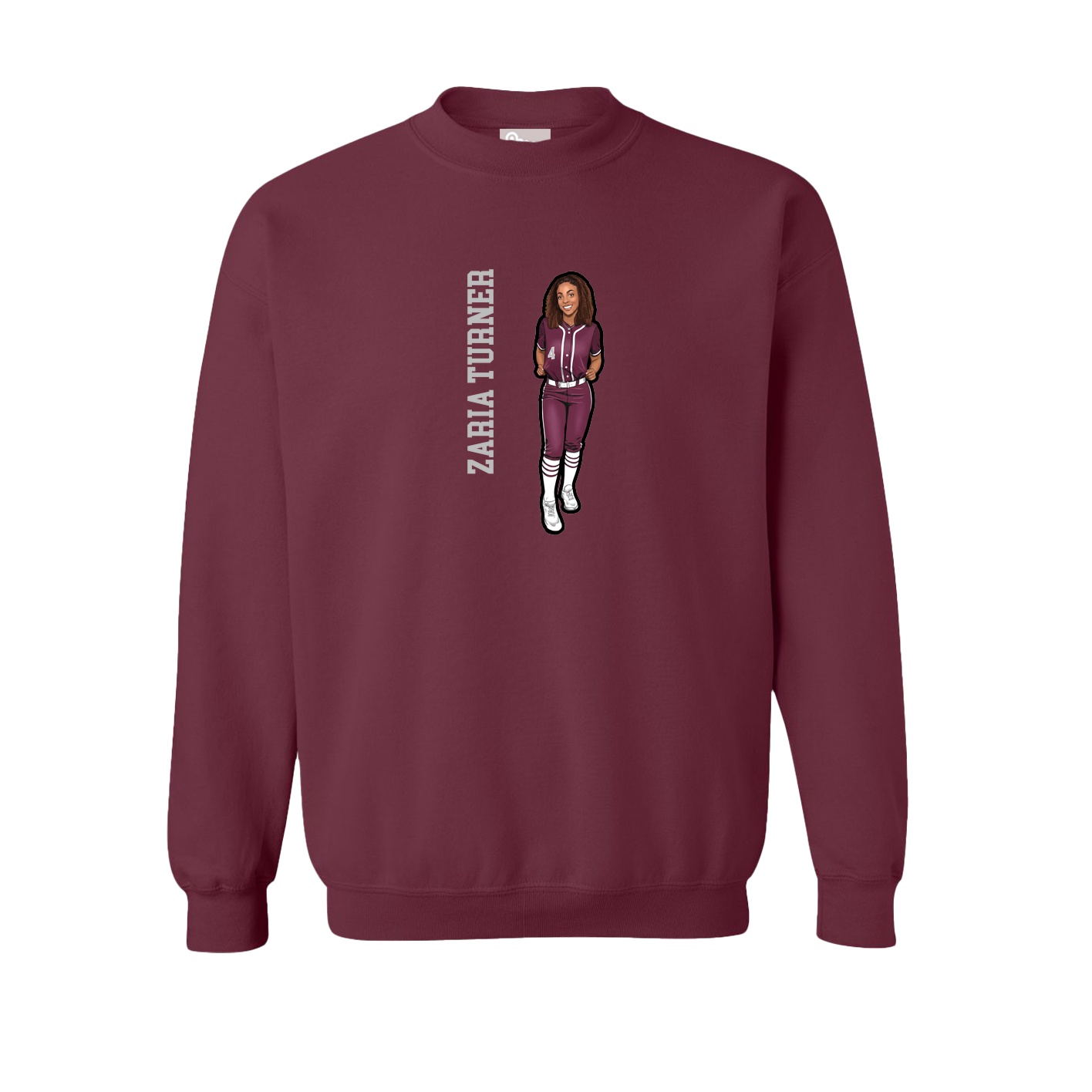 Fleece Crew — Name Vertical in Maroon