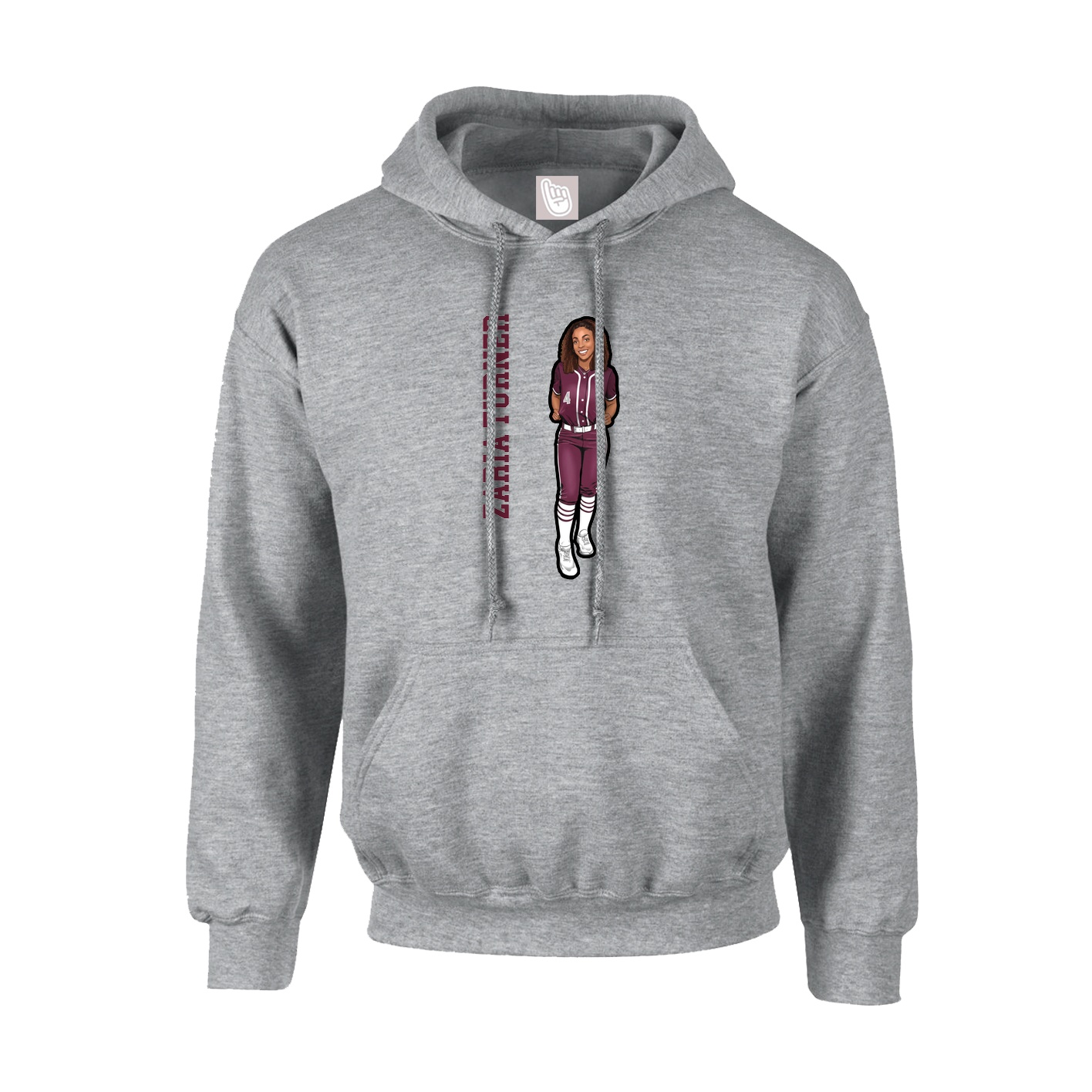 Youth Hoodie — Name Vertical in Grey