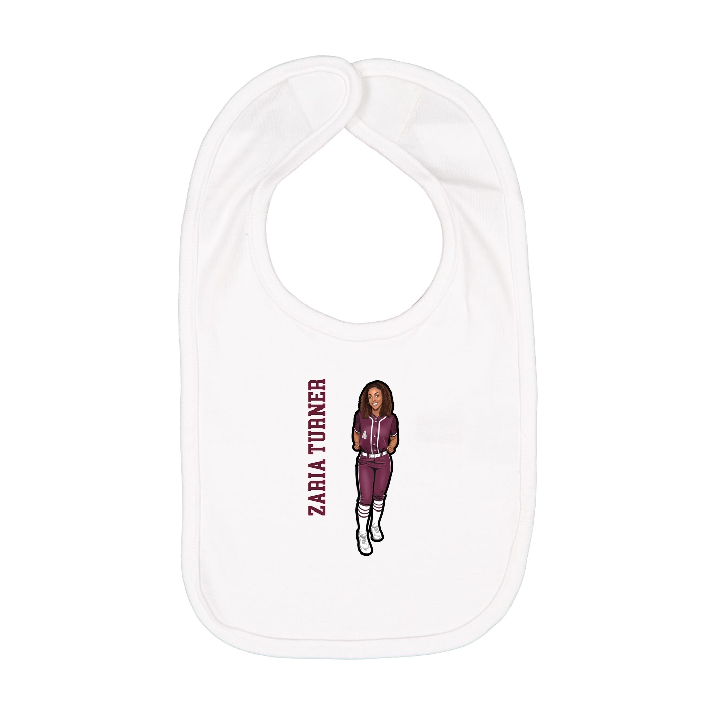 Infant Bib — Name Vertical in White