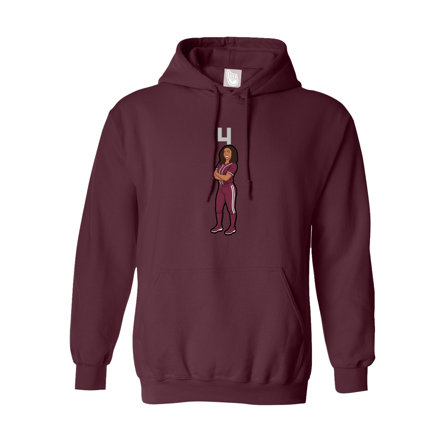 Youth Hoodie — Number Top in Maroon