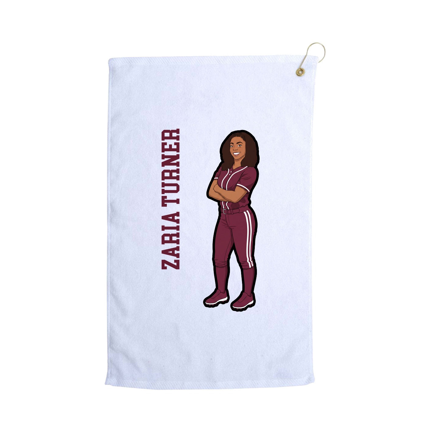 Golf Towel — Name Vertical in White
