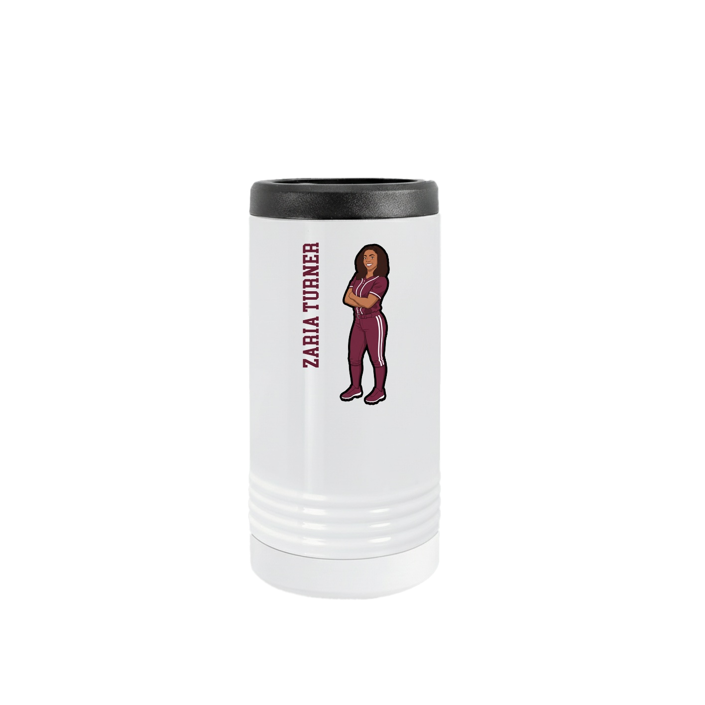 Slim Beverage Holder — Name Vertical in White