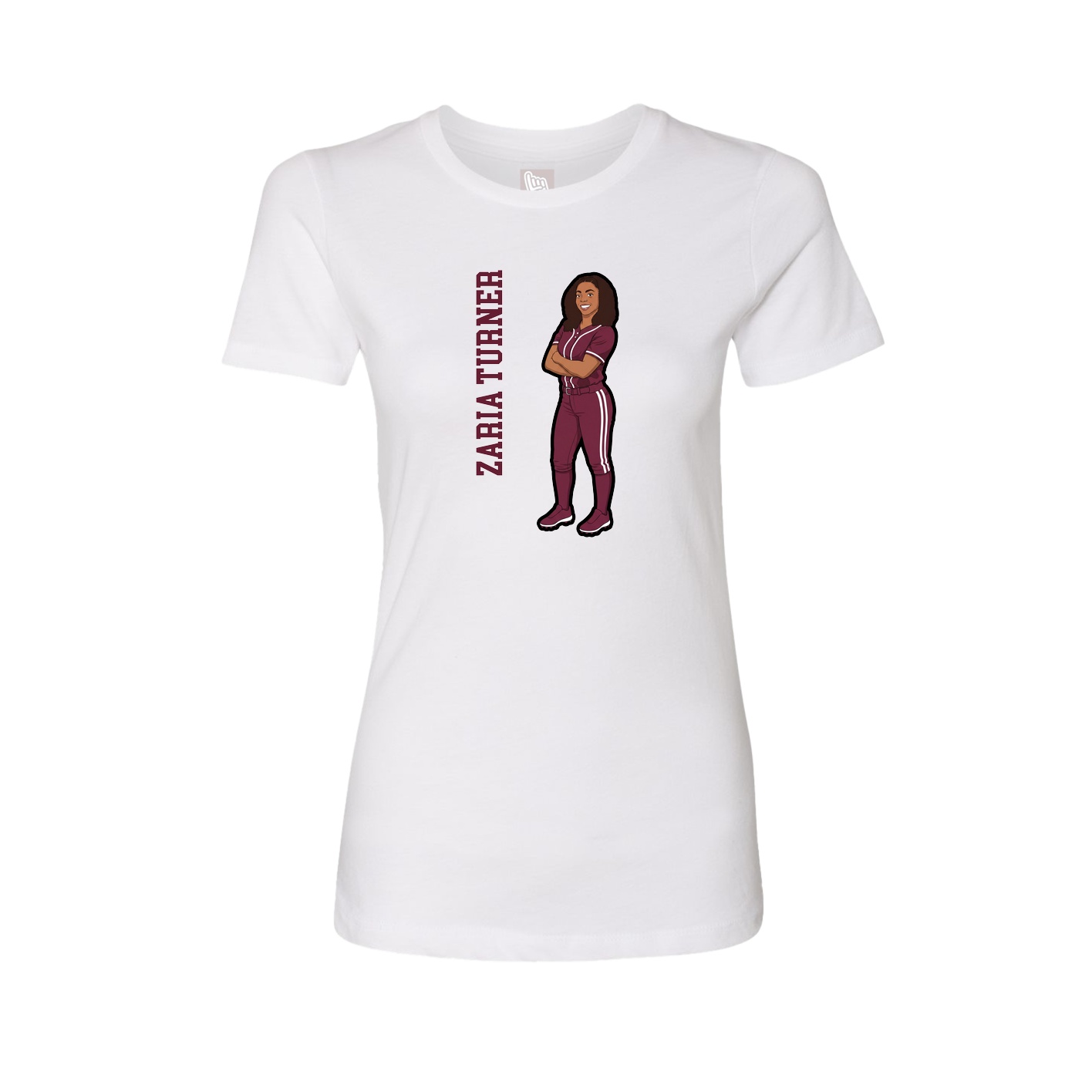 Womens Tee — Name Vertical in White