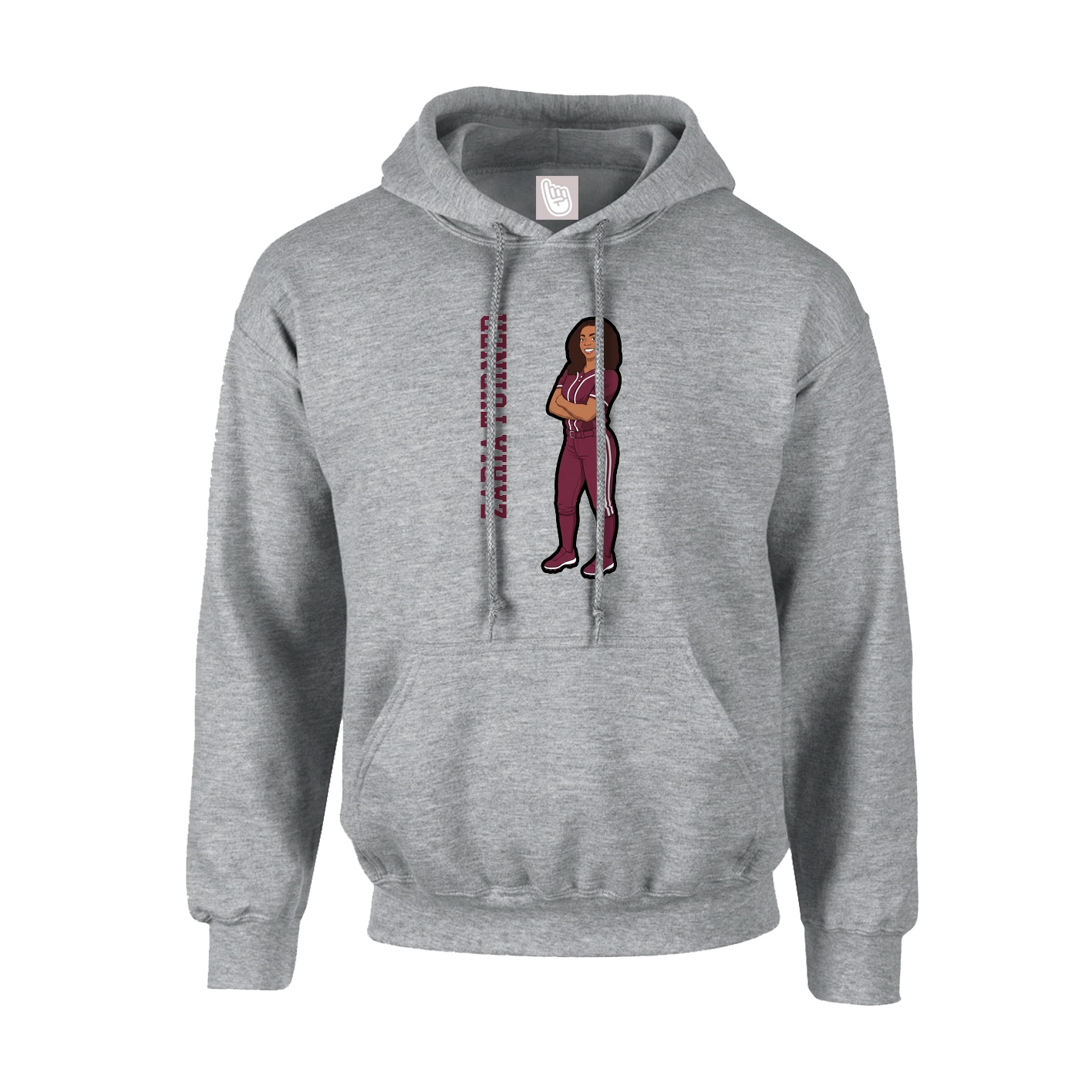 Youth Hoodie — Name Vertical in Grey