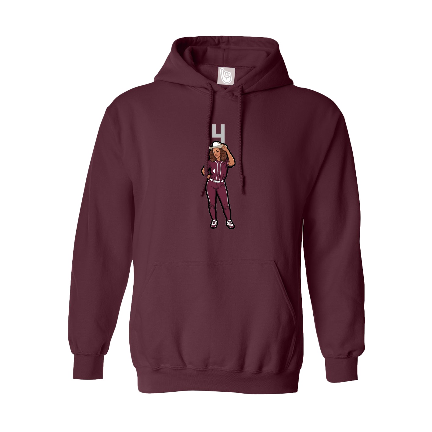 Hoodie — Number Top in Maroon
