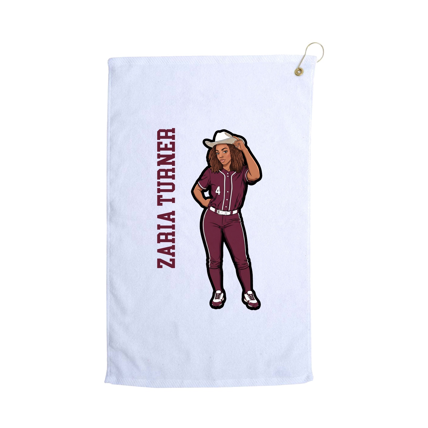 Golf Towel — Name Vertical in White