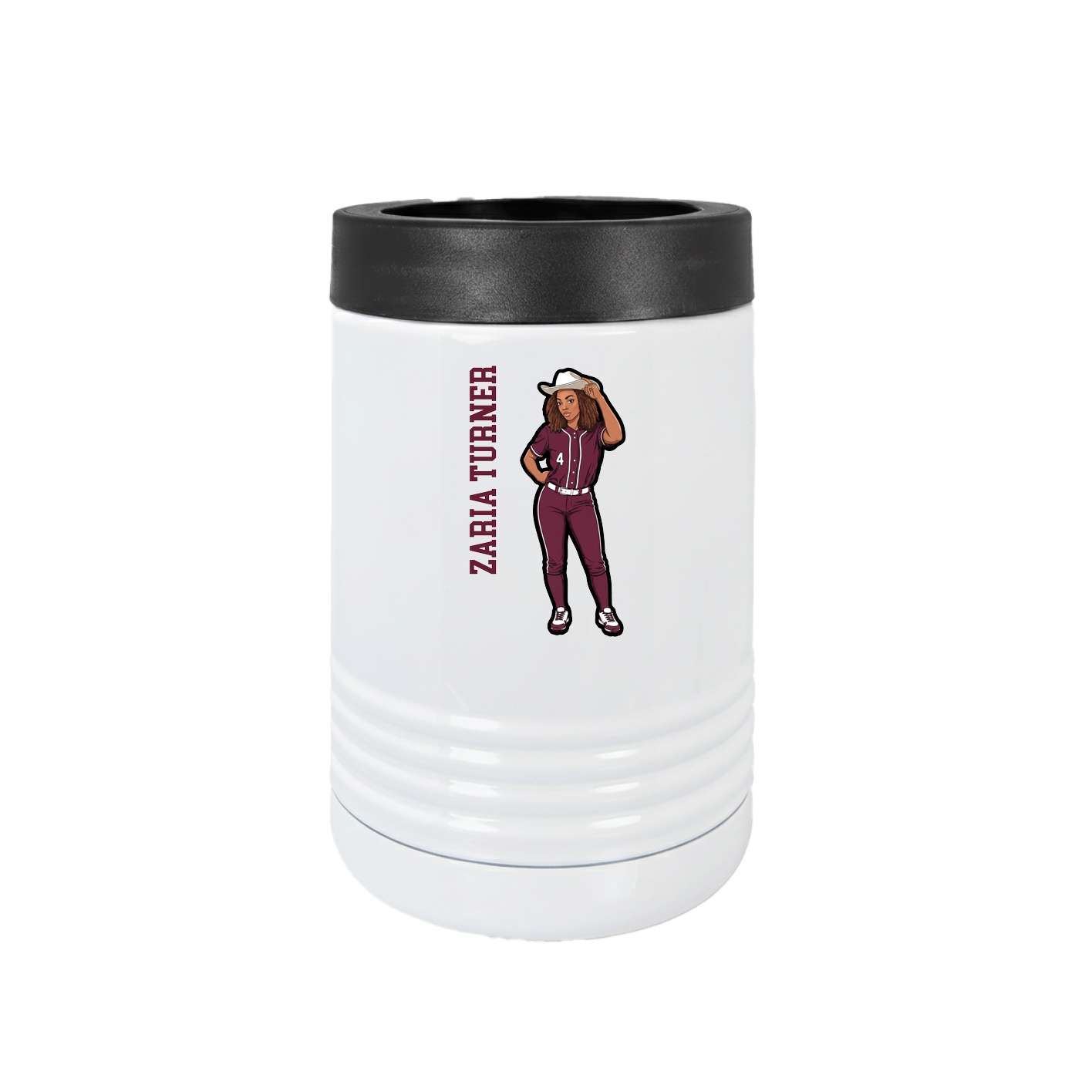 Beverage Holder — Name Vertical in White