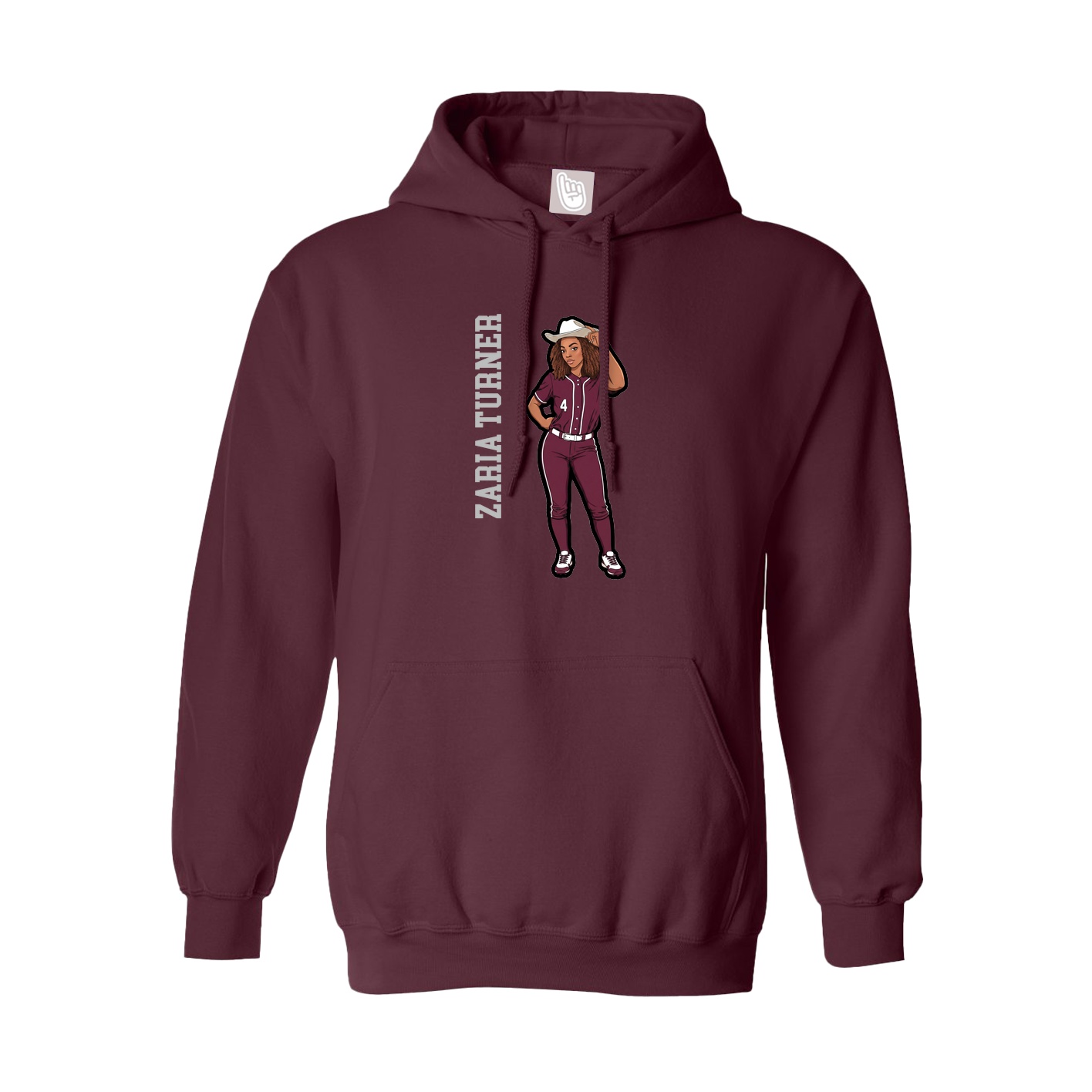 Youth Hoodie — Name Vertical in Maroon
