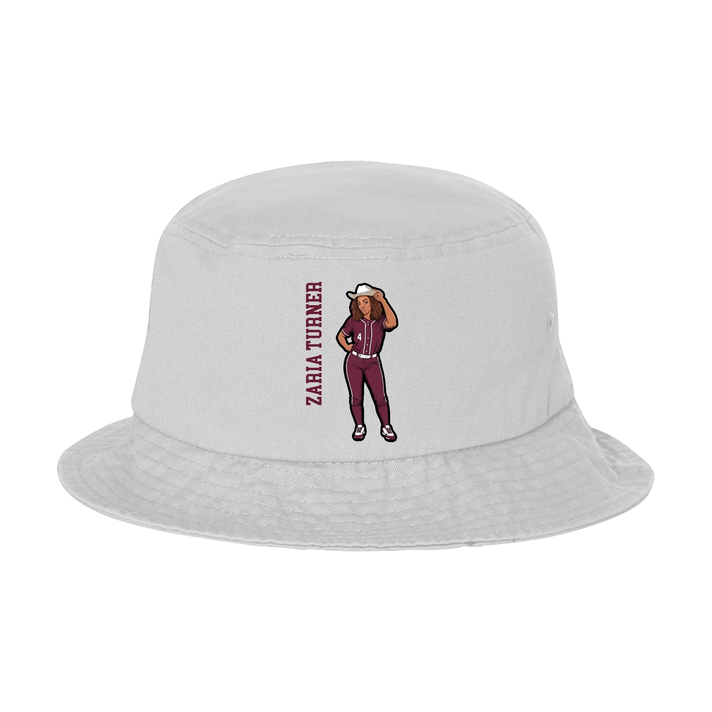 Bucket Cap — Name Vertical in White