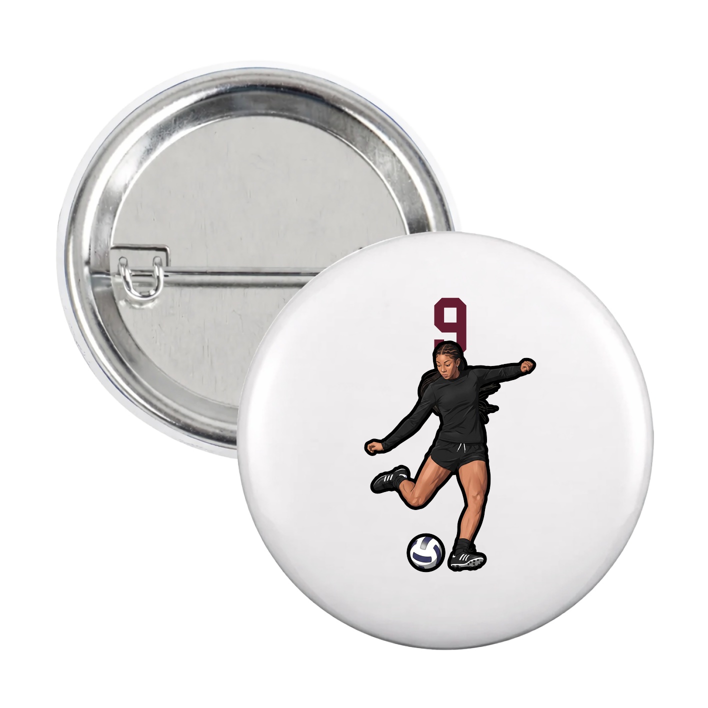 Game Day Button — Number Top in White