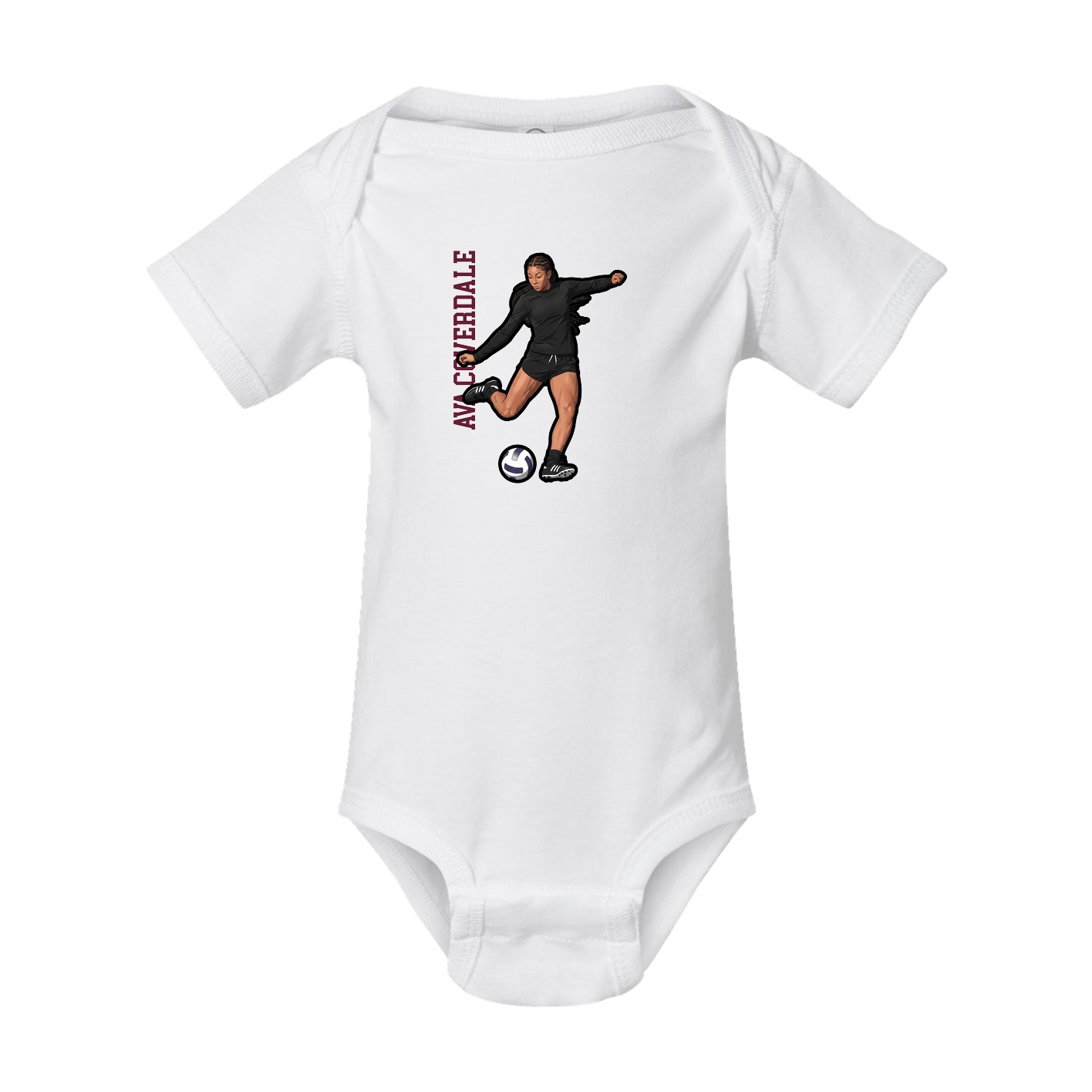 Baby Onesie — Name Vertical in White