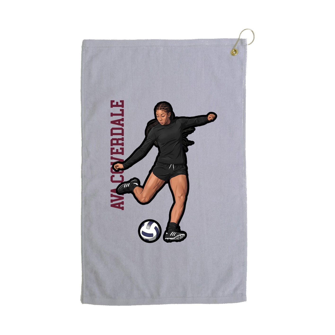 Golf Towel — Name Vertical in Grey