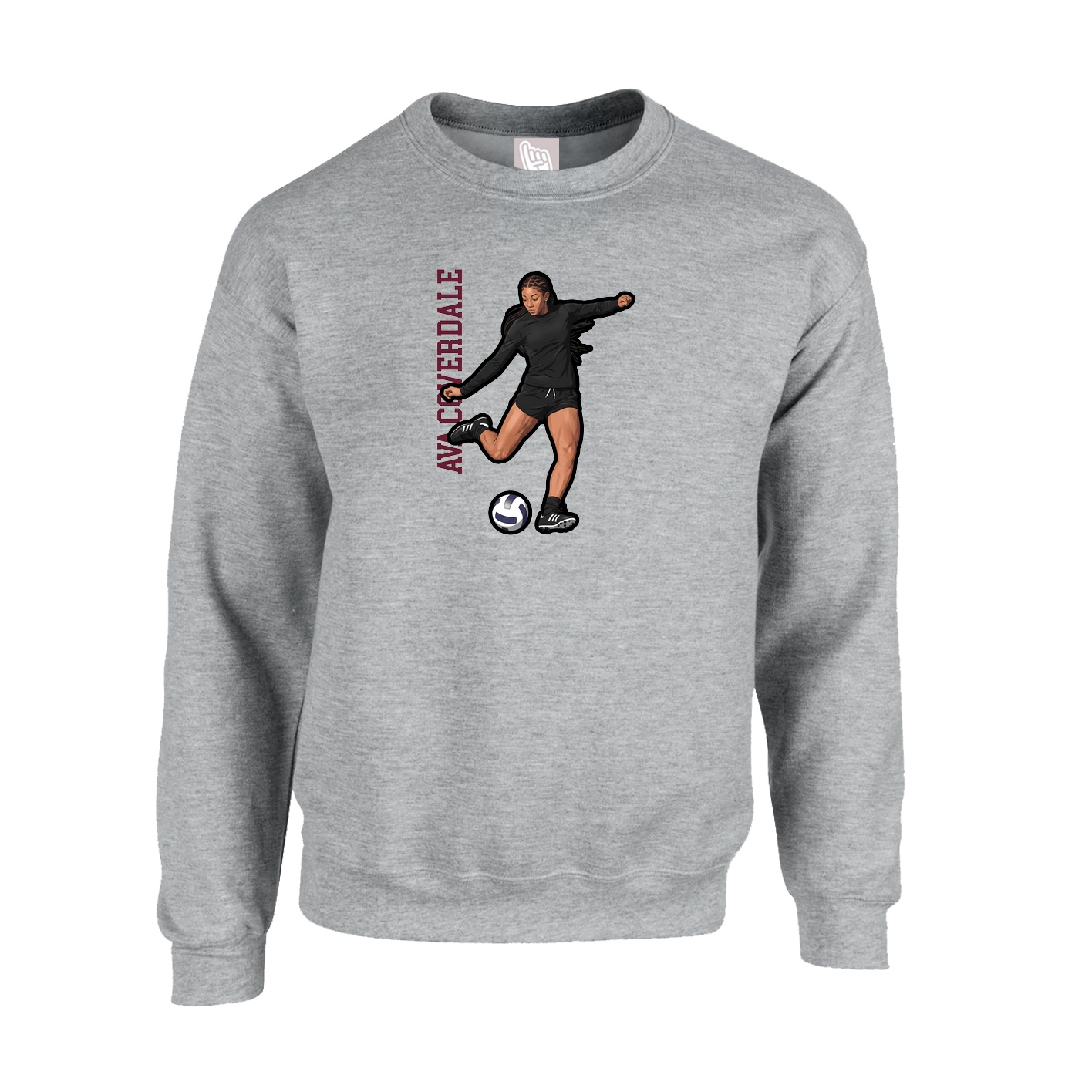 Fleece Crew — Name Vertical in Grey