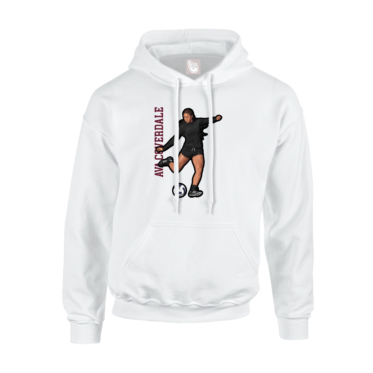Youth Hoodie — Name Vertical in White