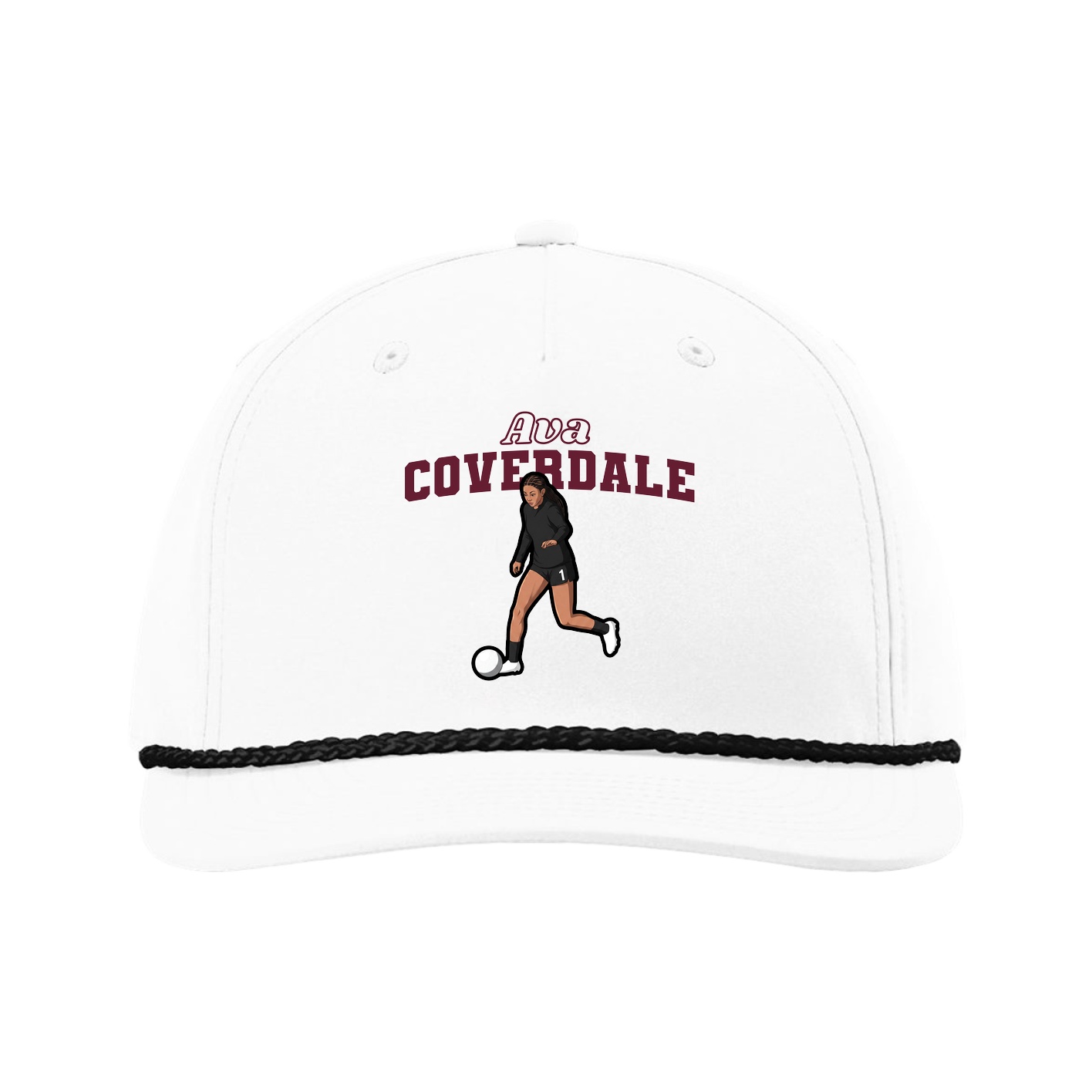 Five-Panel Classic Rope Cap — Name Arch in White