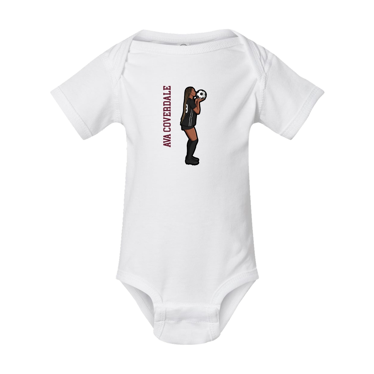 Baby Onesie — Name Vertical in White