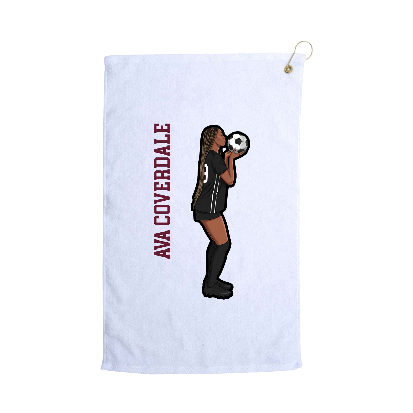 Golf Towel — Name Vertical in White