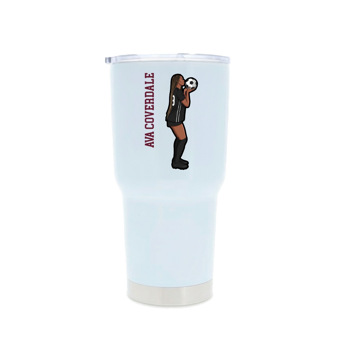 30oz Stainless Steel Tumbler — Name Vertical in White