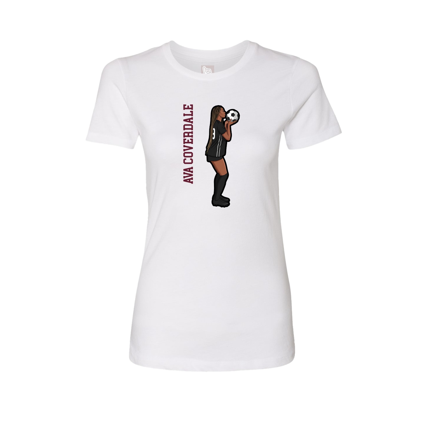 Fitted Women's Tee — Name Vertical in White