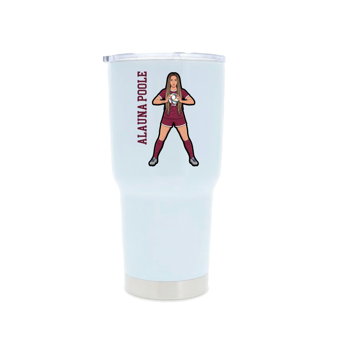 30oz Stainless Steel Tumbler — Name Vertical in White