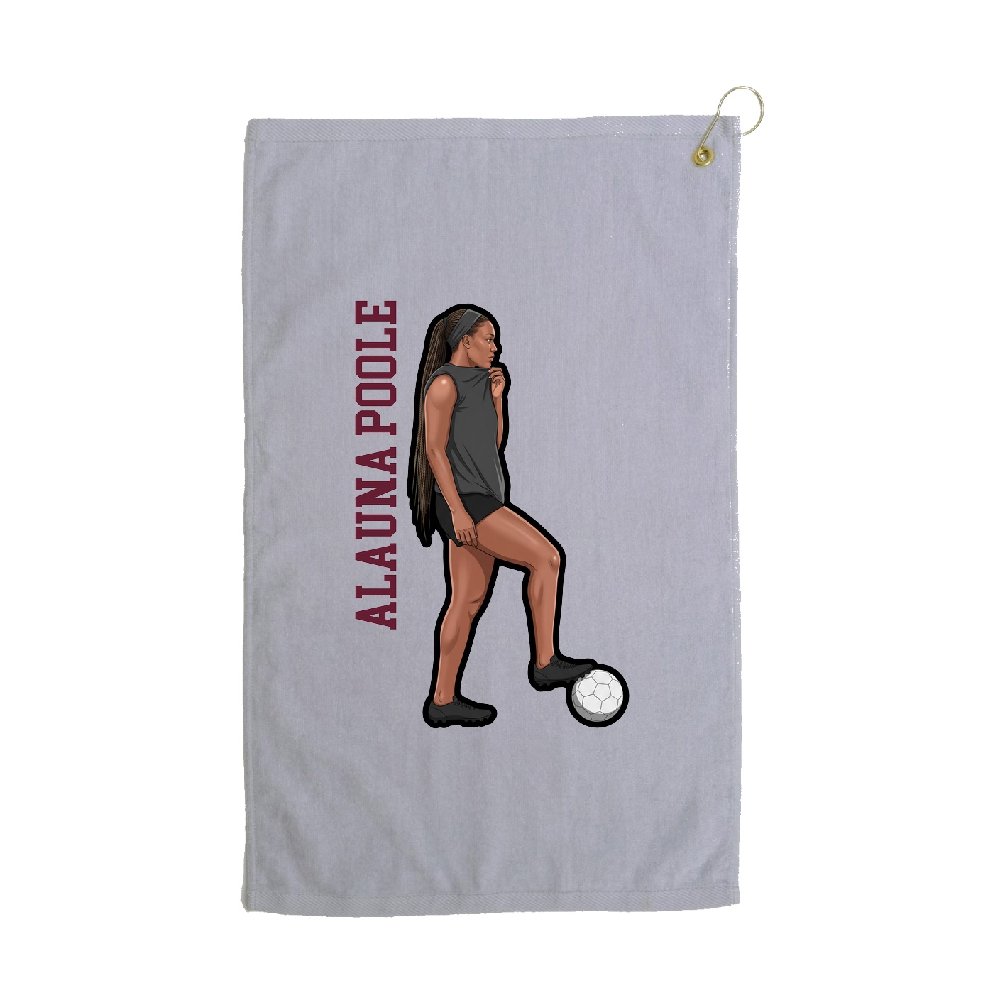 Golf Towel — Name Vertical in Grey