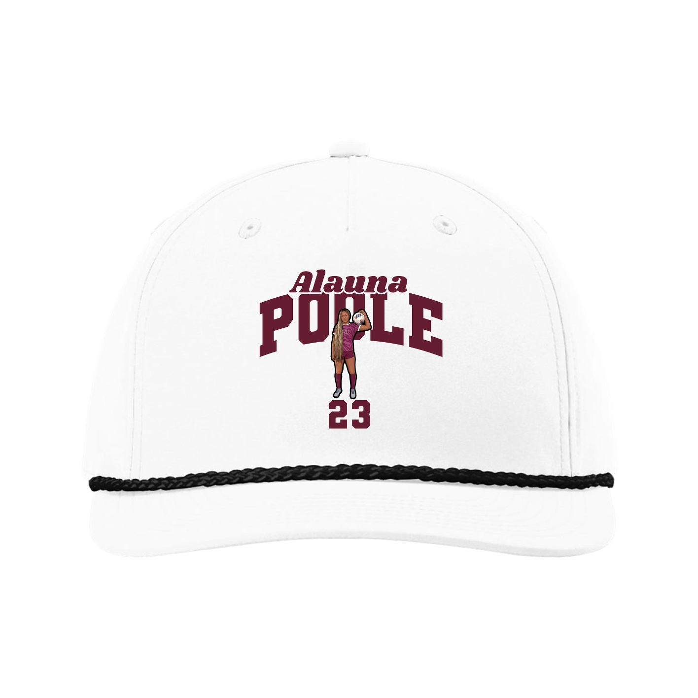 Five-Panel Classic Rope Cap — Signature Arch in White