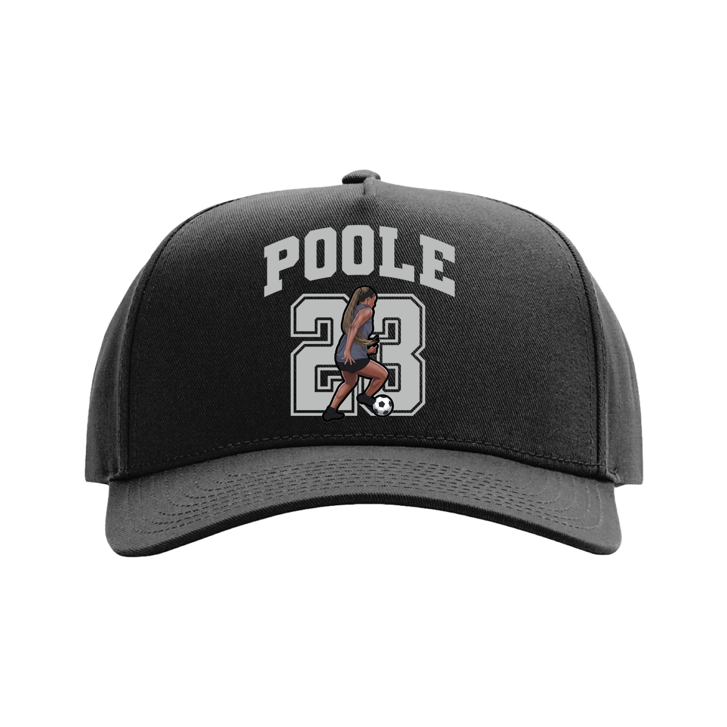 Full Fabric Five-Panel Champ Cap — Number in Black