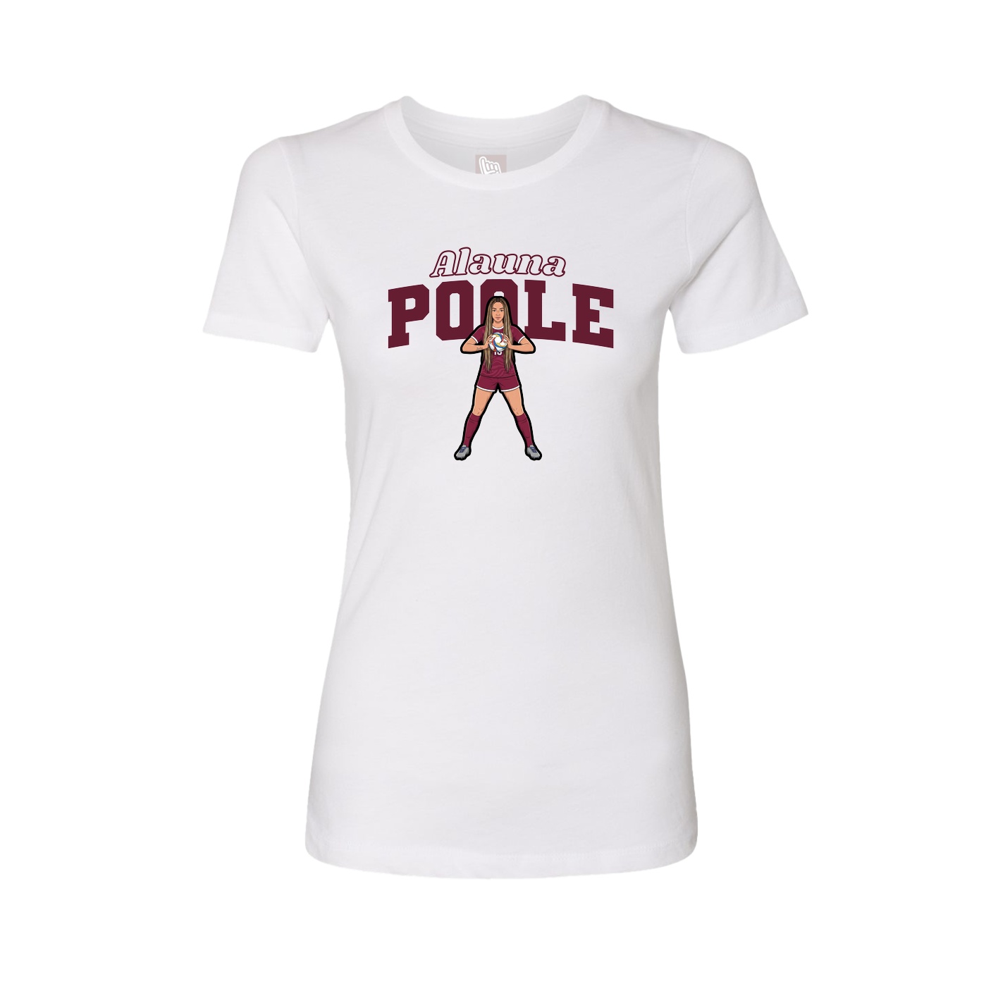 Fitted Women's Tee — Name Arch in White