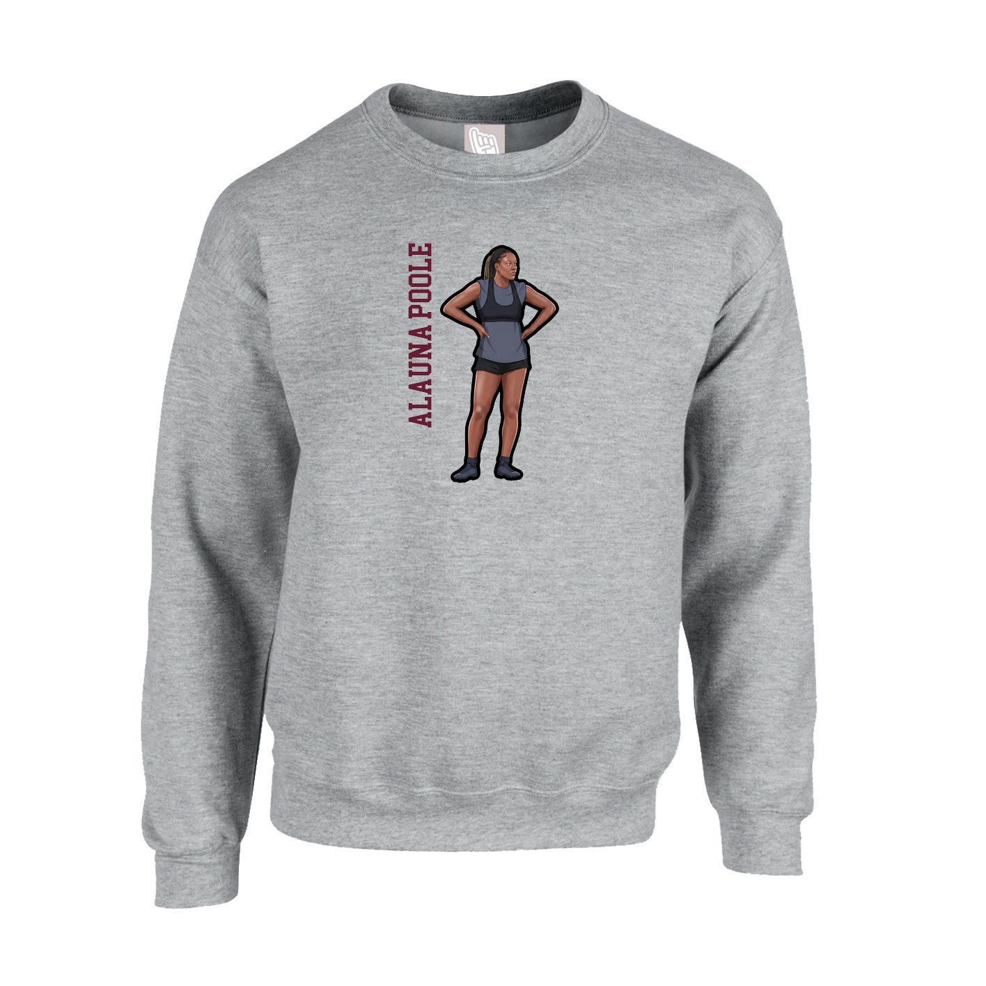 Fleece Crew — Name Vertical in Grey