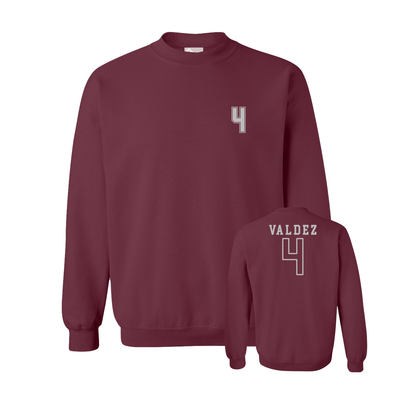 Fleece Crew — Chest Back in Maroon