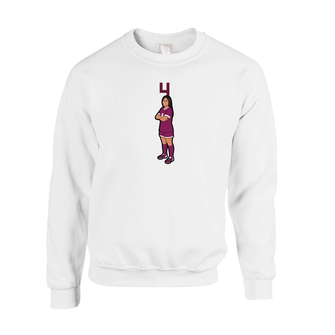 Fleece Crew — Number Top in White