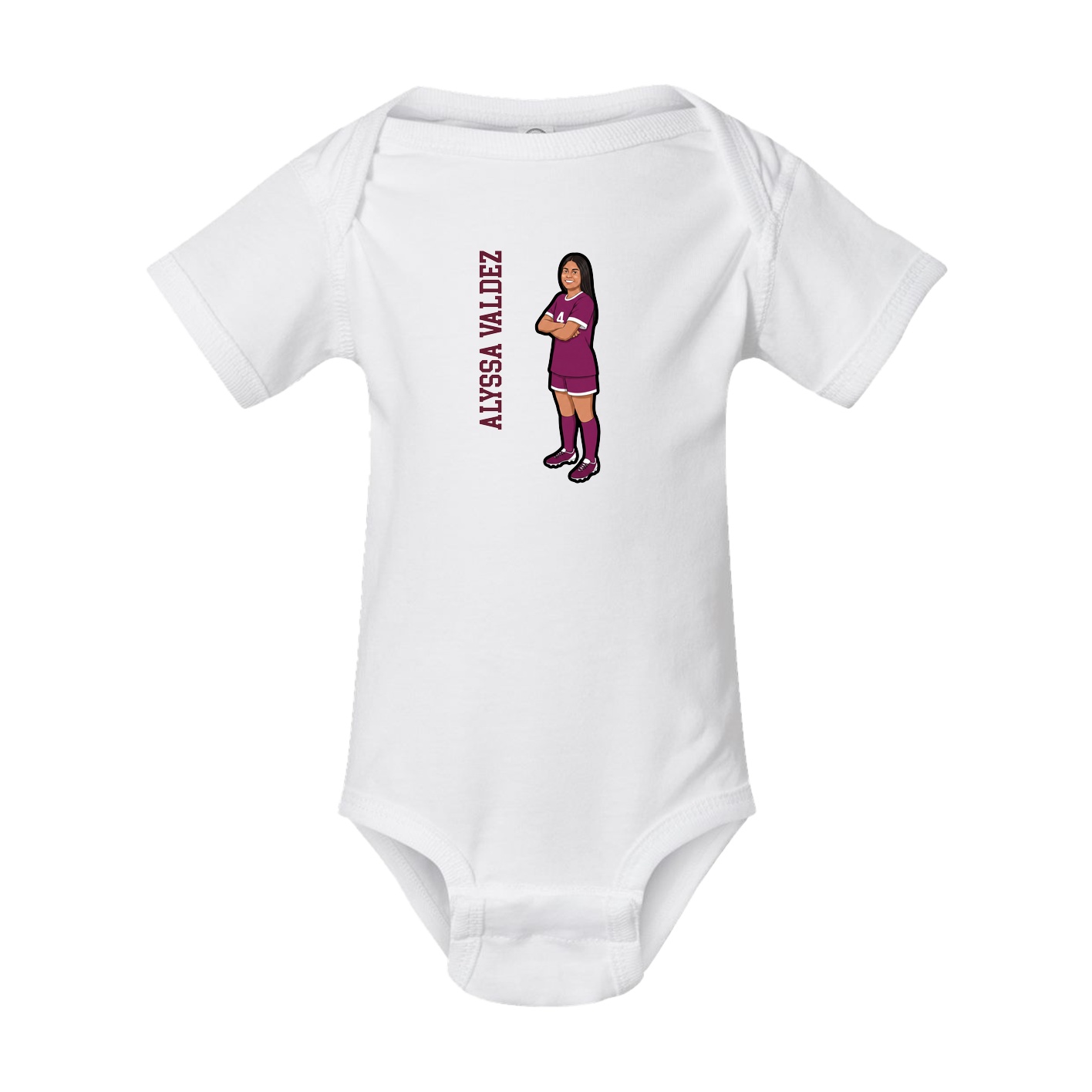 Baby Onesie — Name Vertical in White