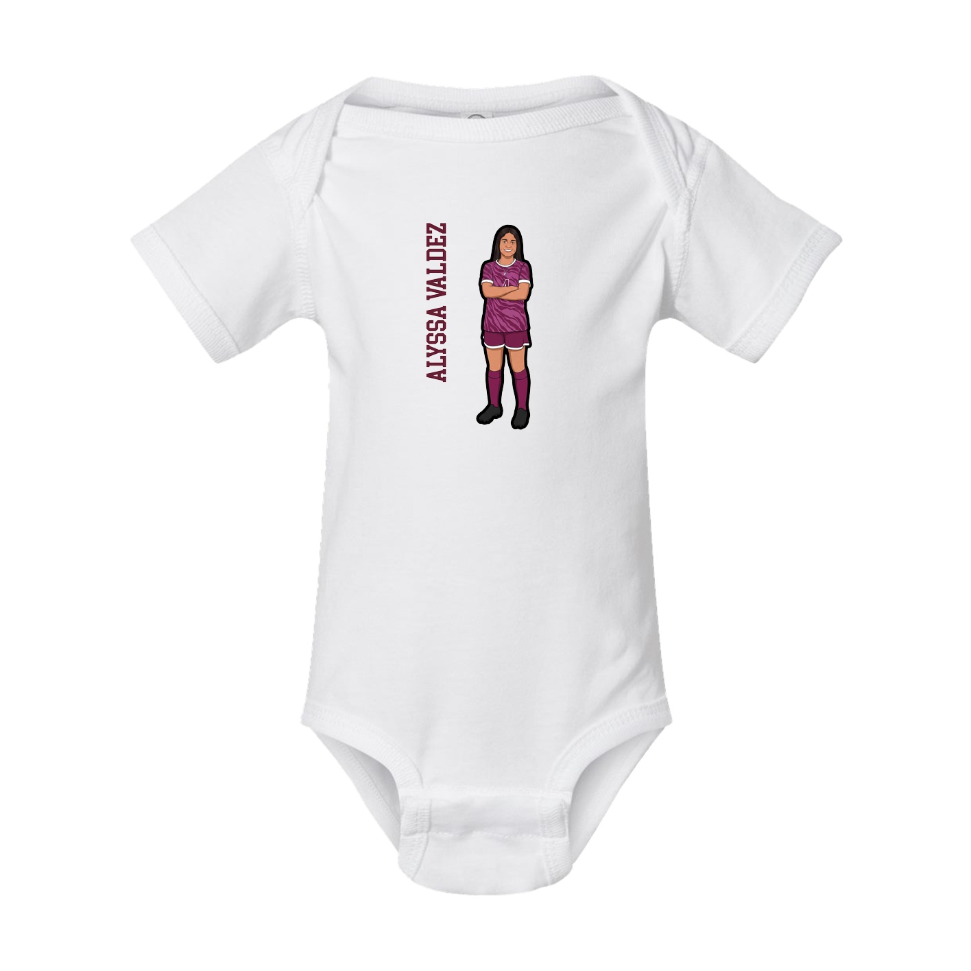 Baby Onesie — Name Vertical in White