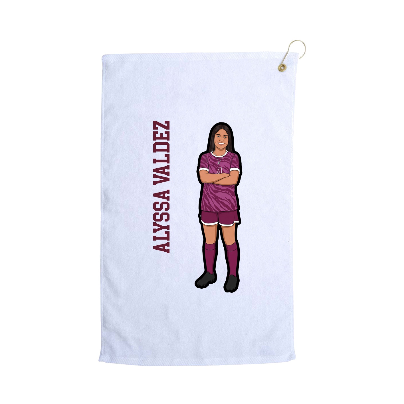 Golf Towel — Name Vertical in White