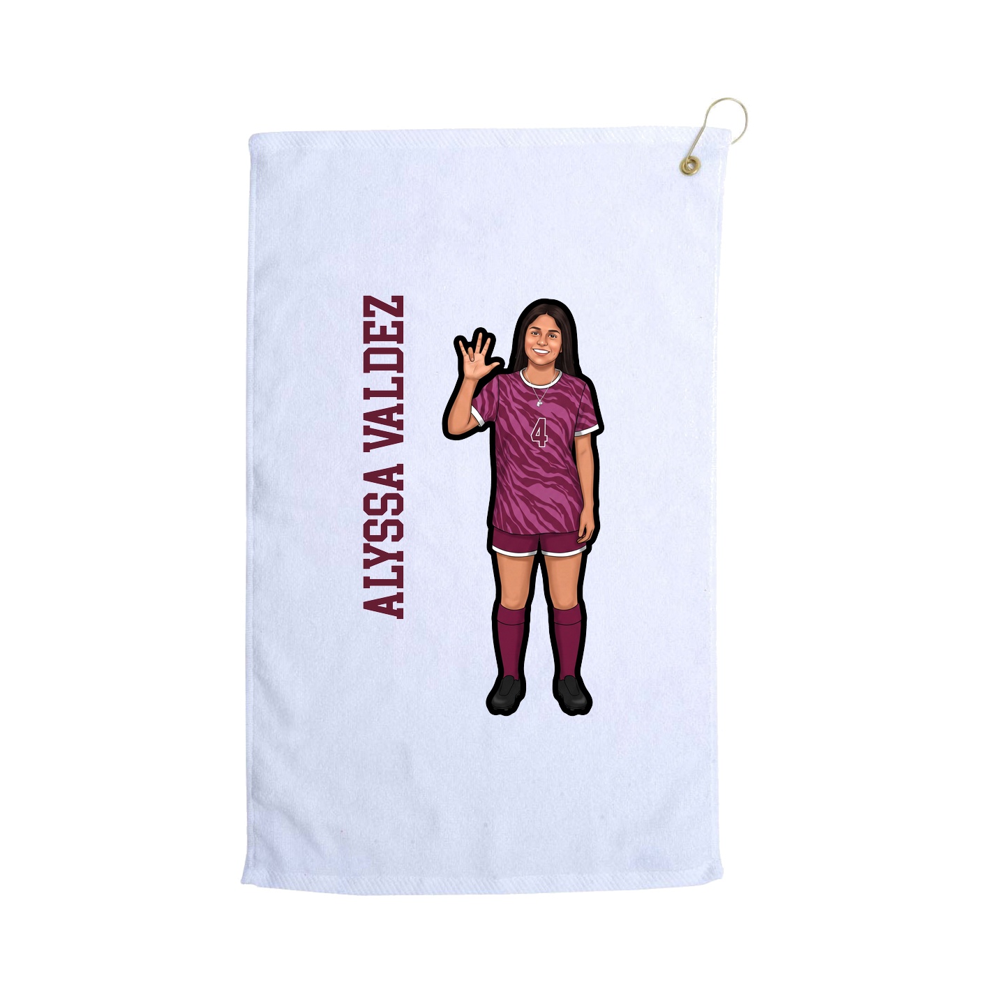 Golf Towel — Name Vertical in White
