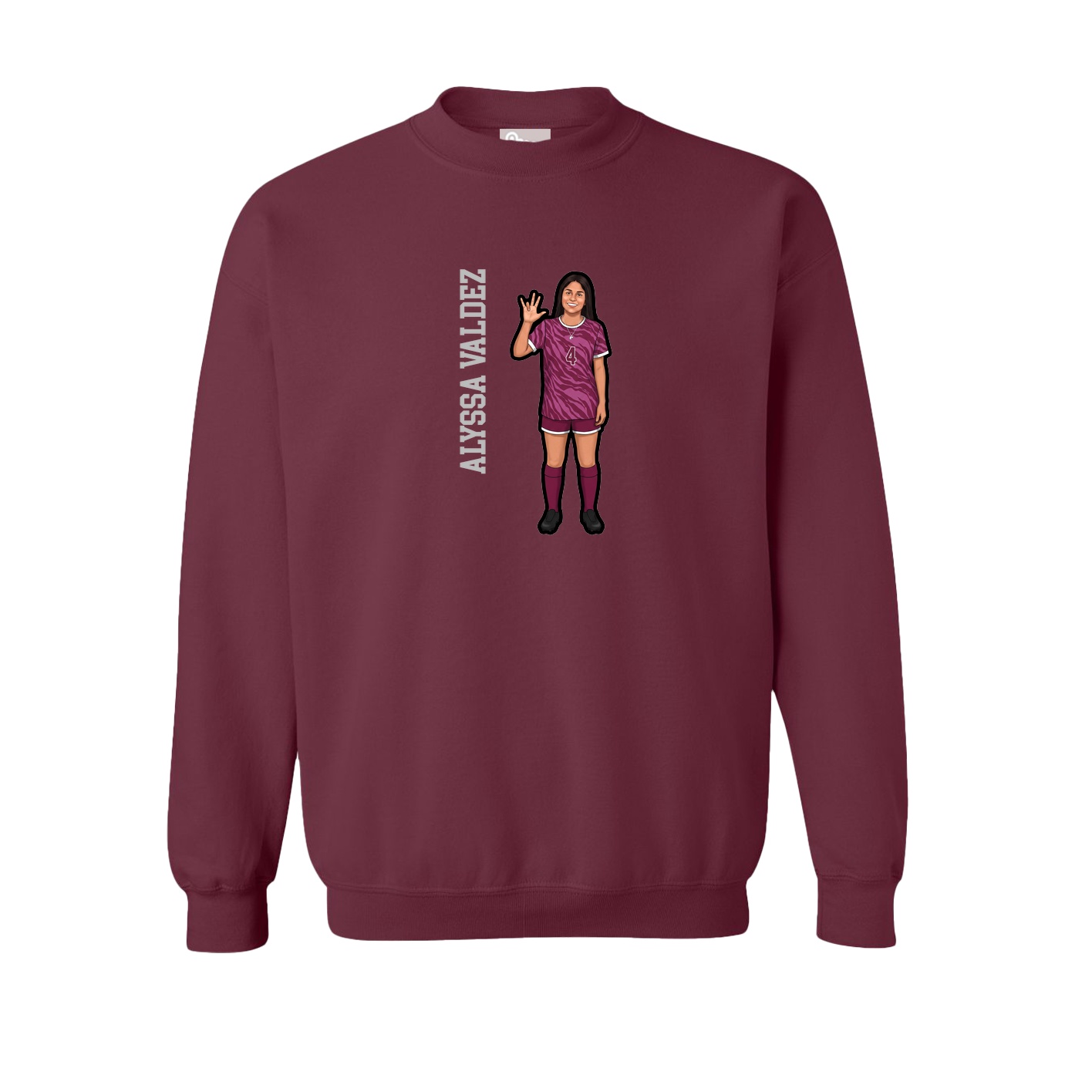 Fleece Crew — Name Vertical in Maroon