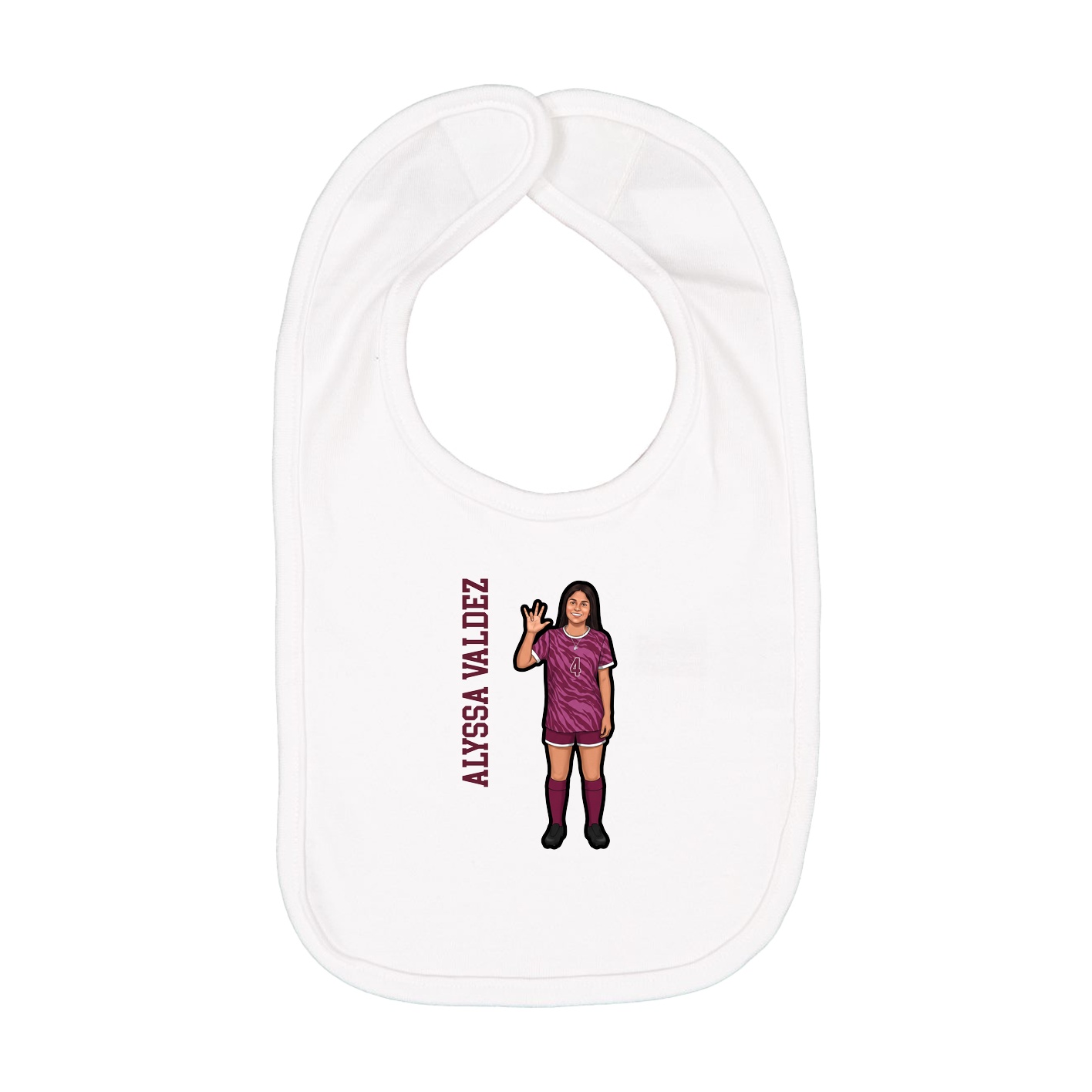 Infant Bib — Name Vertical in White