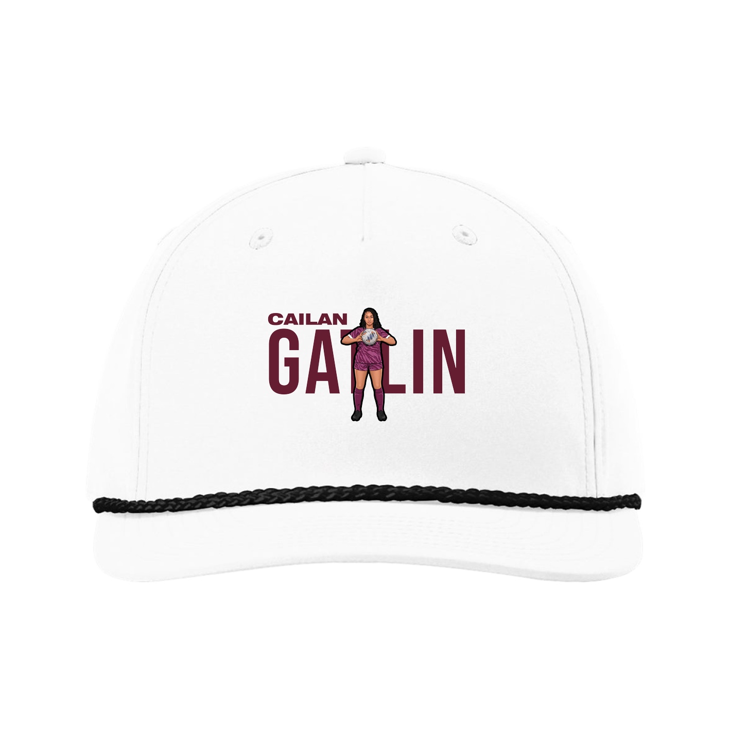 Five-Panel Classic Rope Cap — Player Name in White