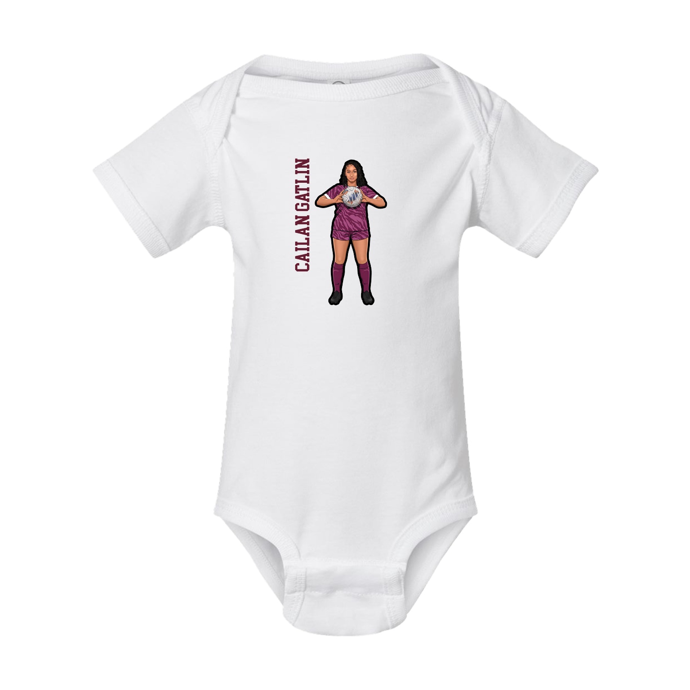Baby Onesie — Name Vertical in White