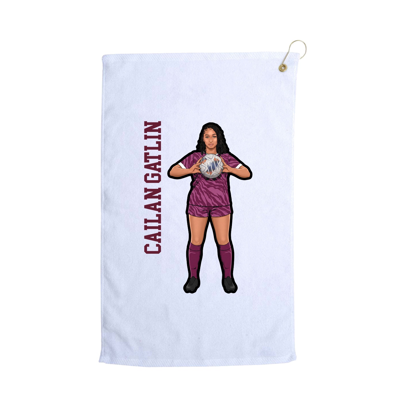 Golf Towel — Name Vertical in White