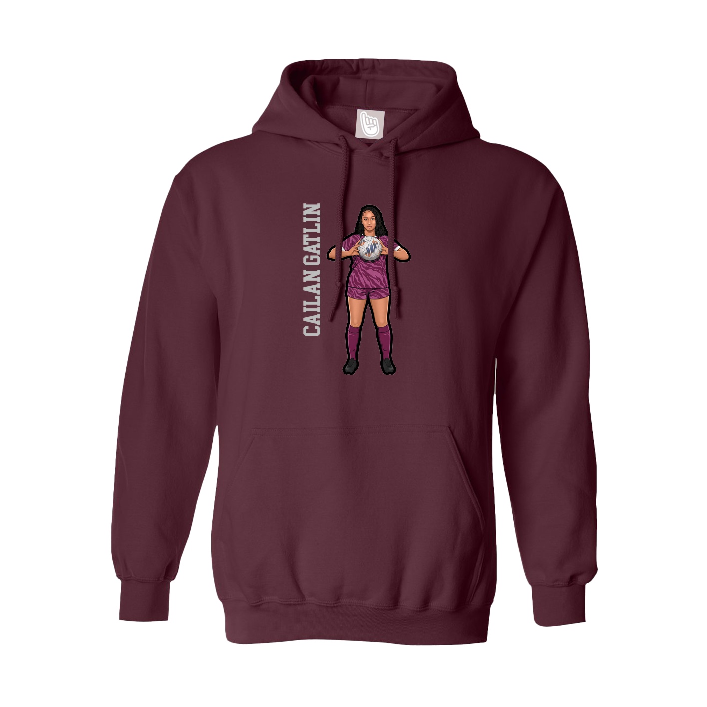 Hoodie — Name Vertical in Maroon