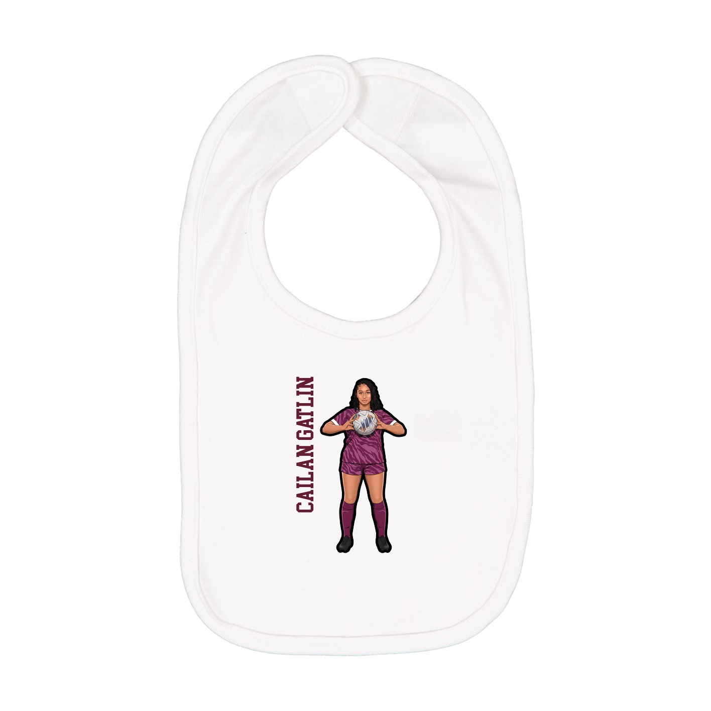 Infant Bib — Name Vertical in White