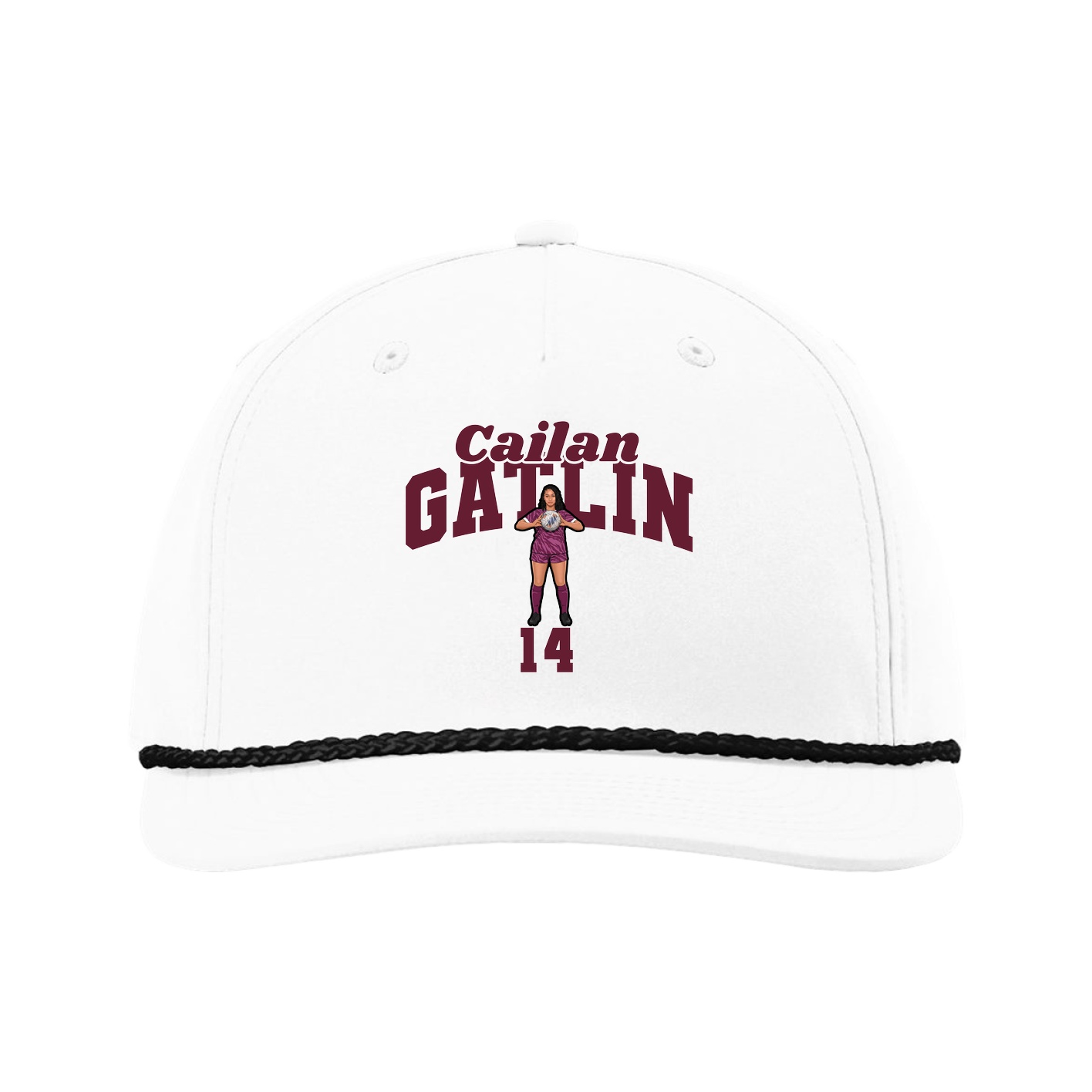 Five-Panel Classic Rope Cap — Signature Arch in White