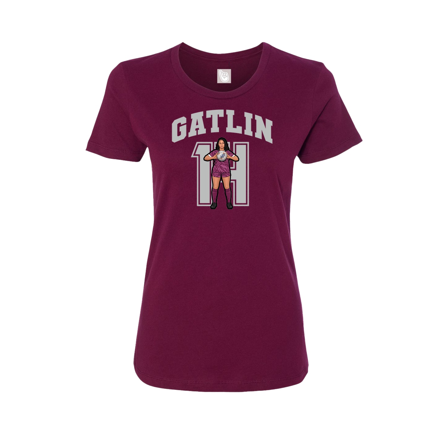Fitted Women's Tee — Number in Maroon