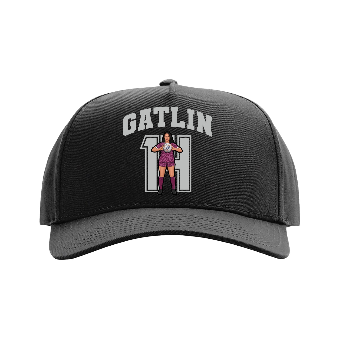 Full Fabric Five-Panel Champ Cap — Number in Black