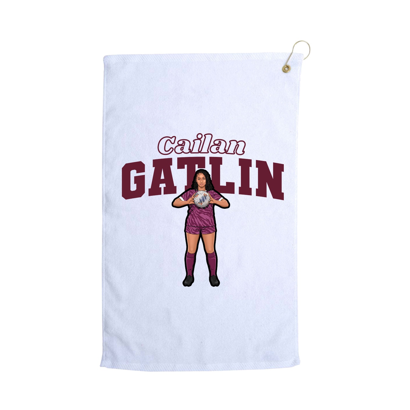 Golf Towel — Name Arch in White
