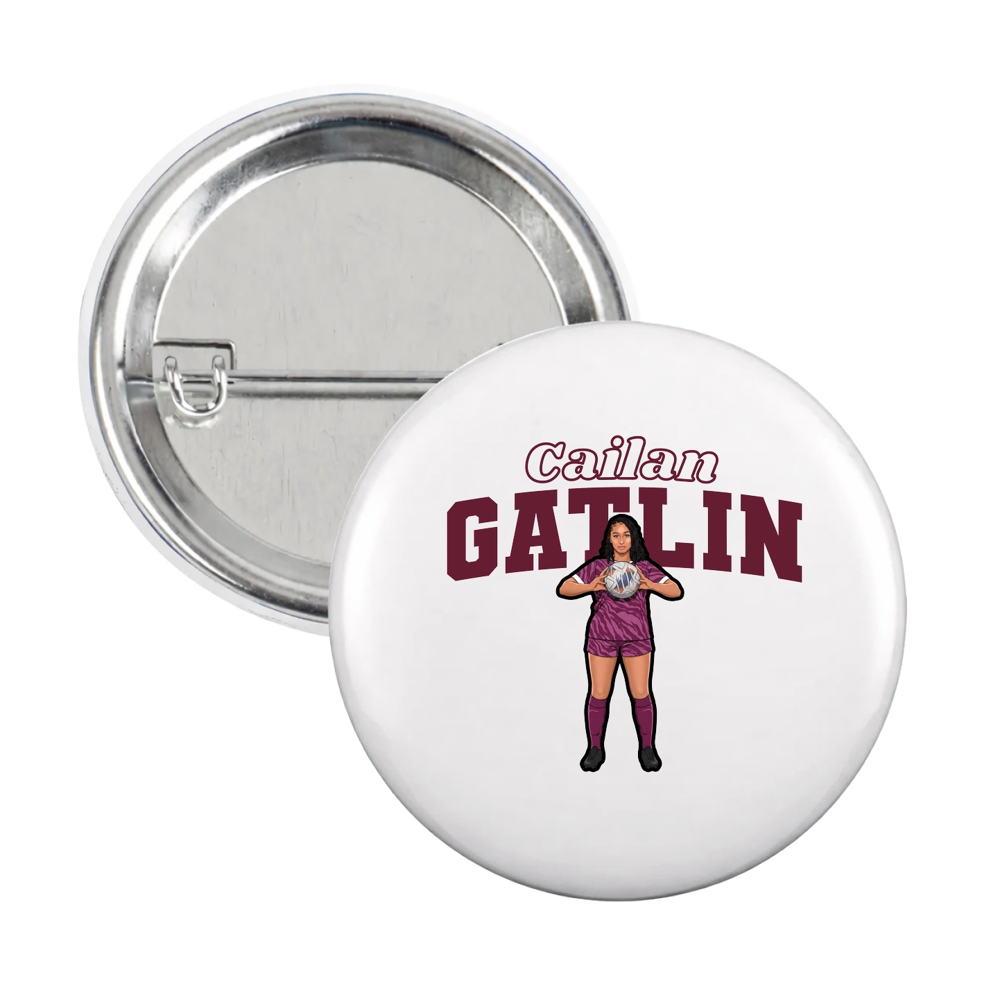 Game Day Button — Name Arch in White