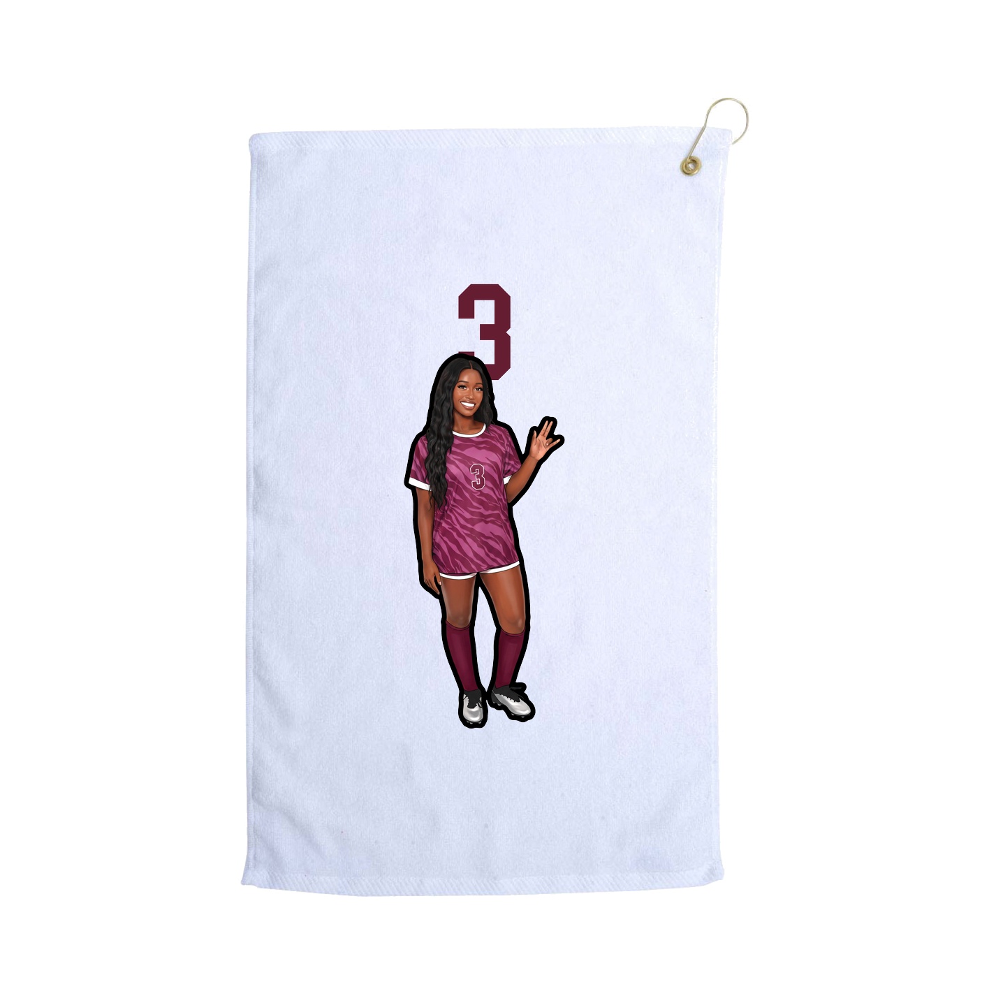 Golf Towel — Number Top in White